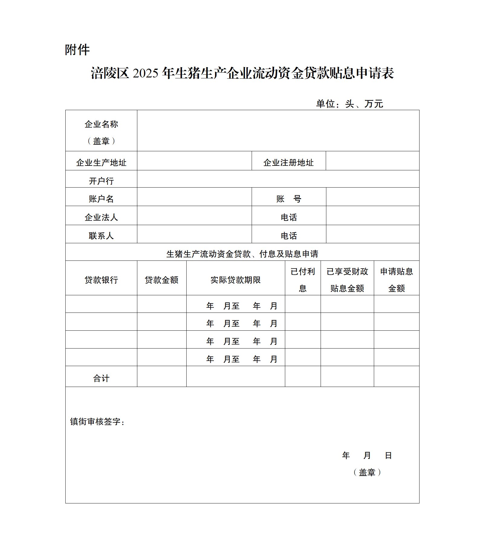 涪陵农委函〔2025〕291号   关于印发《涪陵区2025年生猪养殖企业流动资金贷款贴息实施方案》的函 - 表格_01.png